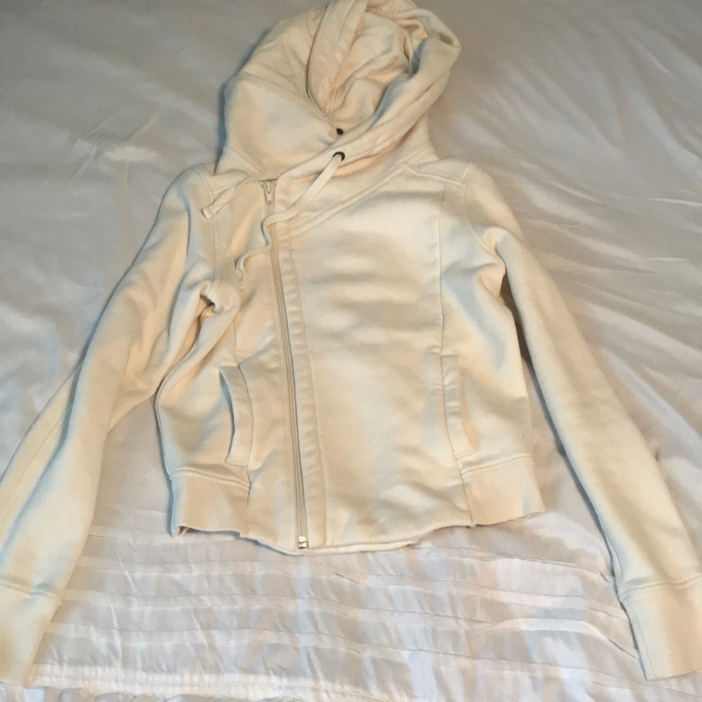 Cream unique converse zip-up hoodie